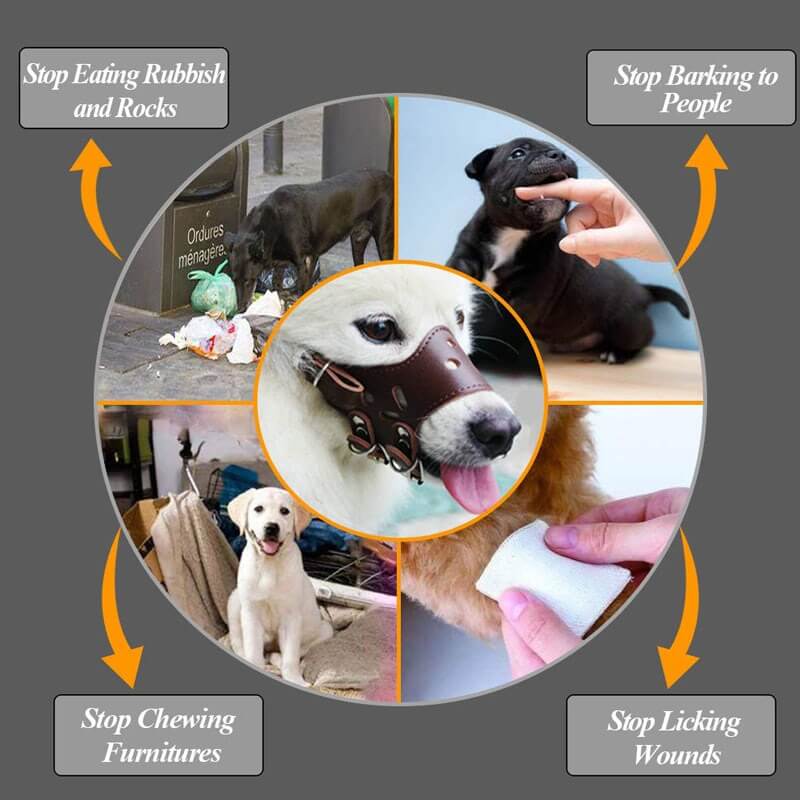 Adjustable Soft PU Leather Safety Dog Muzzle 1