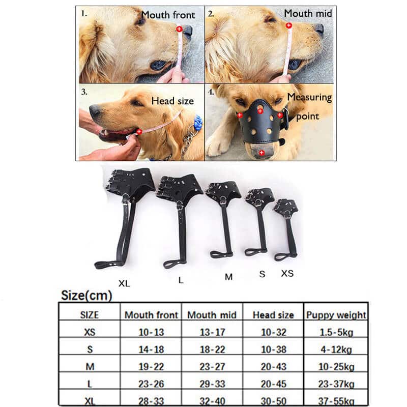Best Adjustable Soft PU Leather Safety Dog Muzzle For Small, Medium and Large Dogs Petsasa Rwanda
