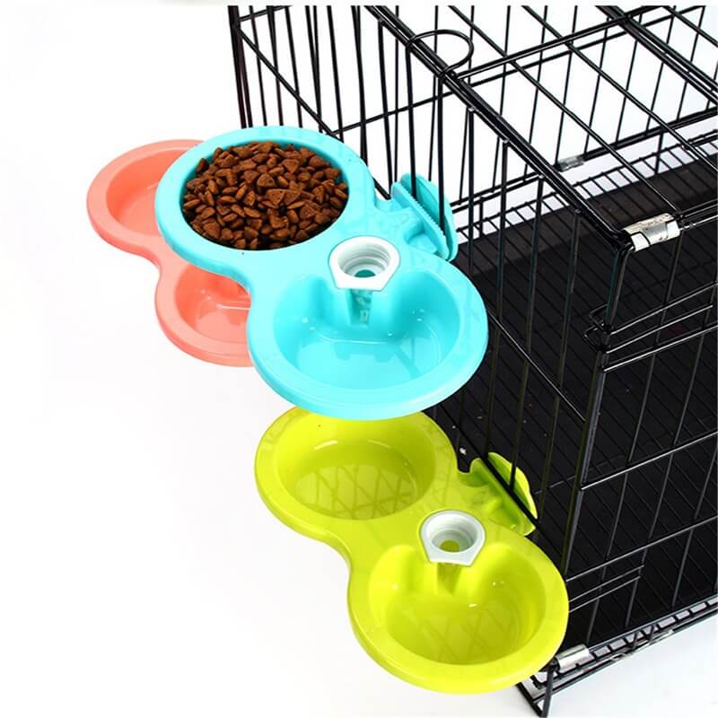 Hanging Automatic Hanging Water Drinking Feeder With Food Bowl For Dog and Cat Travel Double Bowl For Dogs and Cats, with Fastener