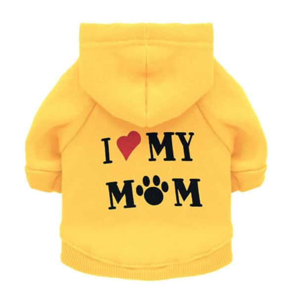 I Love My Mum Autumn Pet Hoodie for Cats and Dog Yellow
