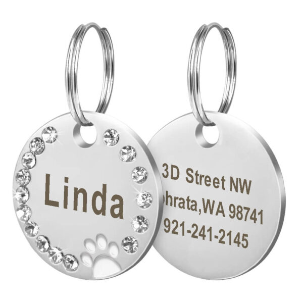 Personalised Crystal Luxury Pet ID Name Tag For Cats & Dogs
