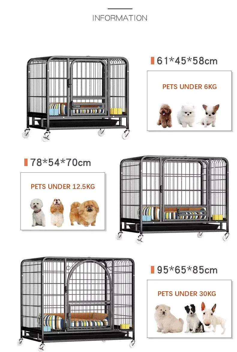 Small Medium and Large Dog Kennel House in Rwanda Heavy Duty Dog Crate, with Wheels & Toilet Tray, Dog Kennel House