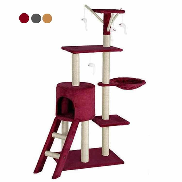 Beautiful Petsasa Hansi Cat Tree Condo with Toys, Hammock & Ladder Beautiful Petsasa Hansi Cat Tree Condo with Toys, Hammock & Ladder