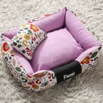 Pink Wild Flowers Warm Cat & Dog Bed with Removable Cushion Petstore Rwanda