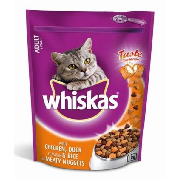 Buy Whiskas Chicken, Duck & Rice Meaty Nuggets Dry Cat Food in Rwanda on Petsasa
