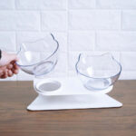 Buy Clear Glass Raised Pet Cat Bowl KittyPro Elevated Cat Food Bowl Double Diner in Rwanda on Petsasa