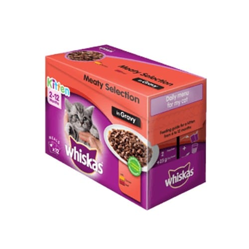 Whiskas Pouch Kitten Meat Selection in Gravy Wet Kitten Food x 12 Pouches in Rwanda at Petsasa Petstore in Kigali