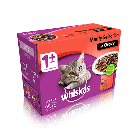 WHISKAS 1+ Meaty Selection in Gravy Wet Cat Food