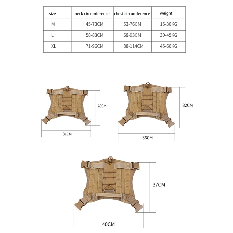 Tactical MOLLE Dog Harness, Military Training Dog Harness, For Medium & Large Dogs in Rwanda at Petsasa Kigali
