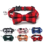 Festive Plaid Breakaway Collar With Removeable Bow & Bell , For Cats and Dogs in Rwanda