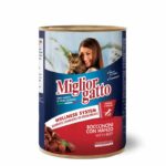 Migliorgatto Chunks Canned Cat Food with Beef at Pet store in Rwanda