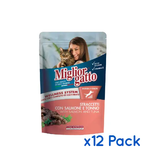 Buy Migliorgatto Pouch Strips Salmon & Tuna Wet Cat Food at Petsasa Petstore Rwanda