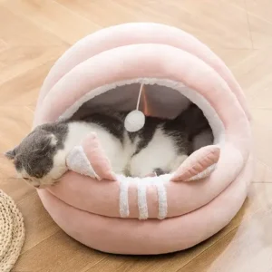 Pink Remeow Snoozer Velvet Hooded Cat Bed for the pet zone in Kigali