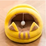 Yellow Remeow Snoozer Velvet Hooded Cat Bed for the royal pets in Rwanda