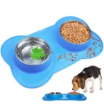 Pet-Icon Double Stainless Steel Pet Bowl with Silicone Mat in Kigali Rwanda