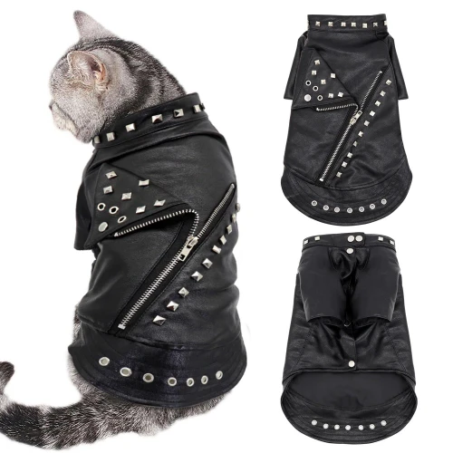 Punk Leather Cat Jacket for Cats with an Attitude