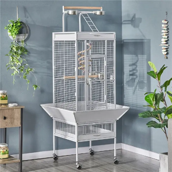 Best White Rolling Metal Parrot Cage with Playtop Best White Rolling Metal Parrot Cage with Playtop