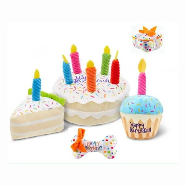 Dog Birthday Party Cake, Muffin & Bone Toys Set