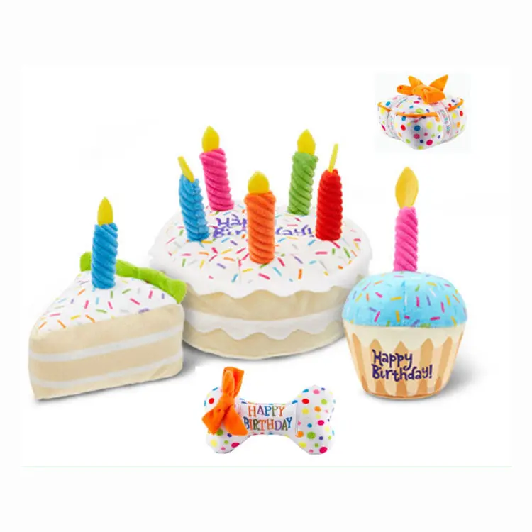 Dog Birthday Party Cake, Muffin & Bone Toys Set Dog Birthday Party Cake, Muffin & Bone Toys Set