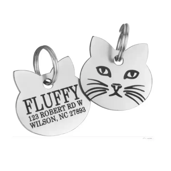 Cat Face Stainless Steel Personalized Cat ID Tag in Rwanda