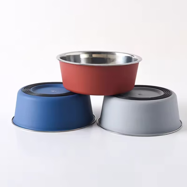 Silicone Base Non-Skid Stainless Steel Dog & Cat Bowl