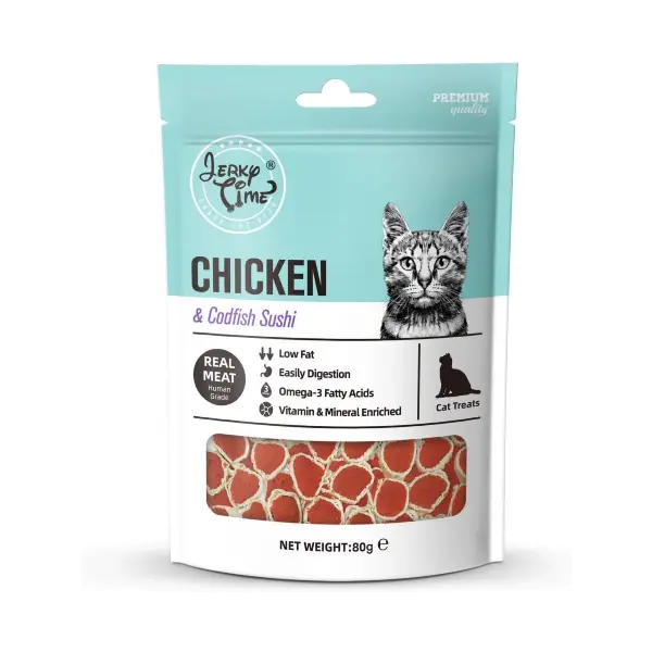 Jerky Time Cat Treats Chicken Jerky & Codfish Sushi Petsasa Rwanda