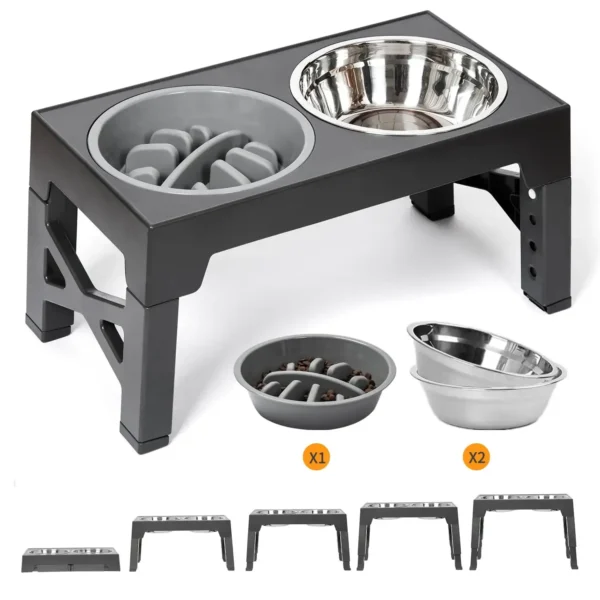 3-in-1 Adjustable Elevated Dog & Cat Bowl